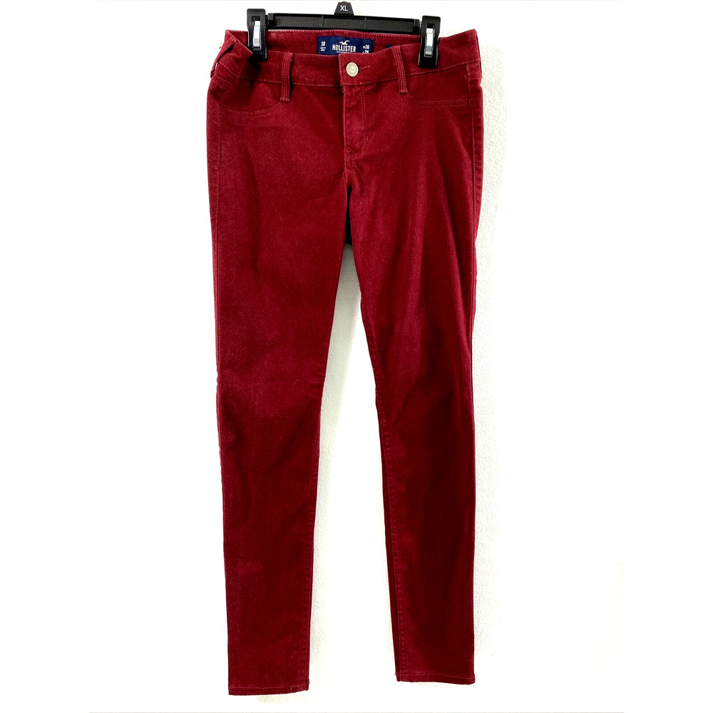 Hollister Jeans Womens Size 26 Low Rise Legging Maroon Denim Stretch Velvet Feel